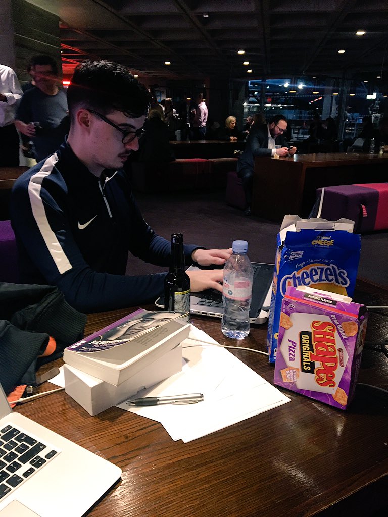 thatlottheatre's tweet photo. production session amongst the crowds and booze, accompanied by aussie snacks and lager. show announcement coming soon! #wearethatlot #fisharejumping #thecottonishigh https://t.co/LrHawMiROs
