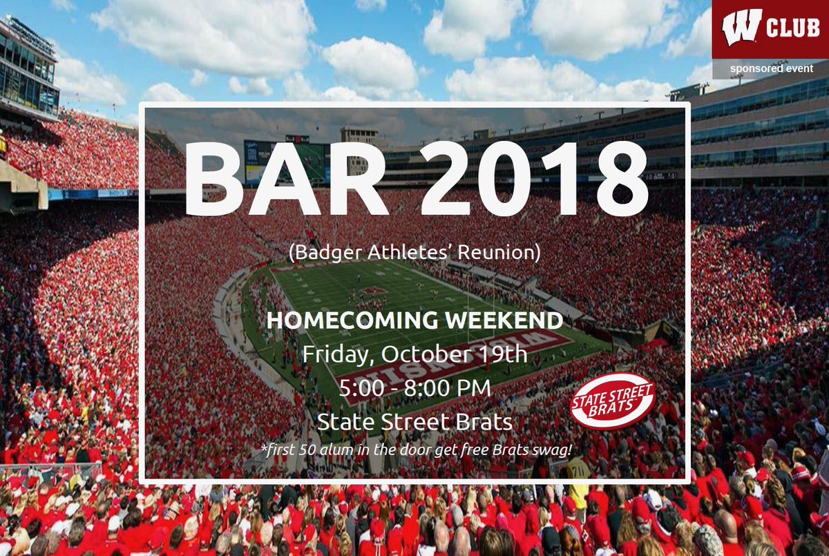 NationalWClub's tweet photo. So excited to see lots of you tomorrow night for The BAR 2018!

5-8 pm at @StateStreetBrat 

See you there, Badger fam! https://t.co/BSaqnSsDmQ