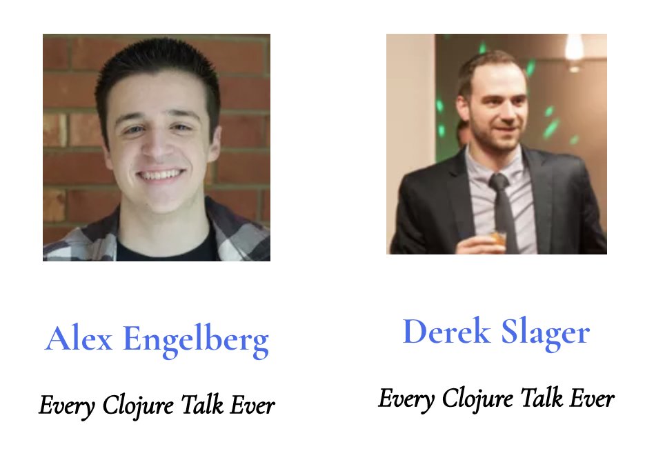 oakmac1's tweet image. Yasss! I&apos;ll bet this is going to be great! @derekslager @aengelbro #clojure_conj #clojure
