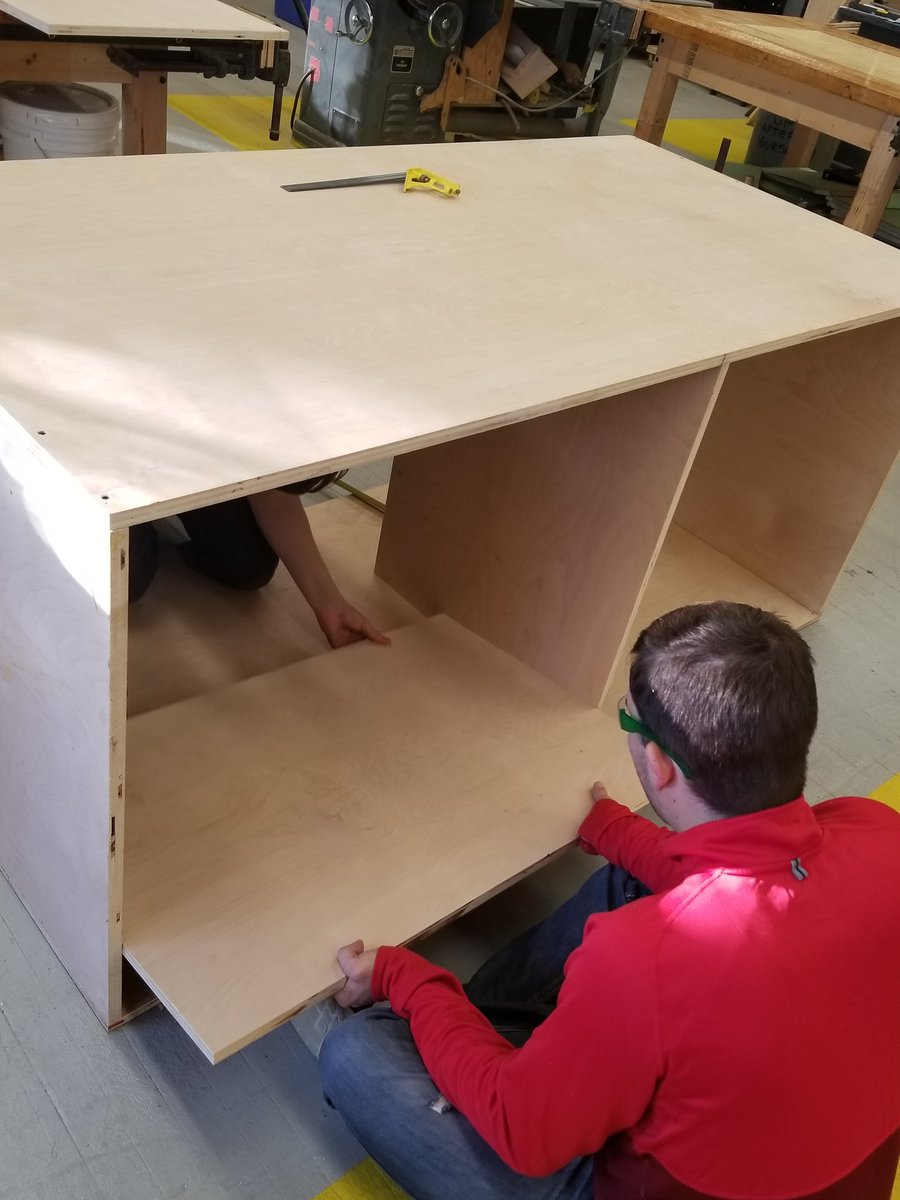 MrMacari's tweet photo. The Furniture Design boys are at it again.   Now they are making a Design/Work table for the engineering lab.  Stay tuned!!  #shslegacy #Smithfieldcte https://t.co/7O7KyvAL0G