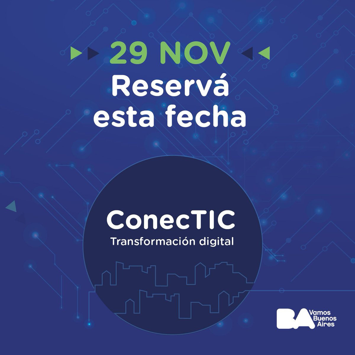 bapoliticasprod's tweet photo. SE VIENE #ConecTIC #TransformaciónDígital
El 29/11 se realizará #ConecTIC dedicado, en está edición, a la #TransformaciónDígital . #Networking, charlas, expertos en tecnología y más en una jornada que reunirá en el @dtecnologicoBA a la comunidad #TIC. https://t.co/rdIIuAk3ko