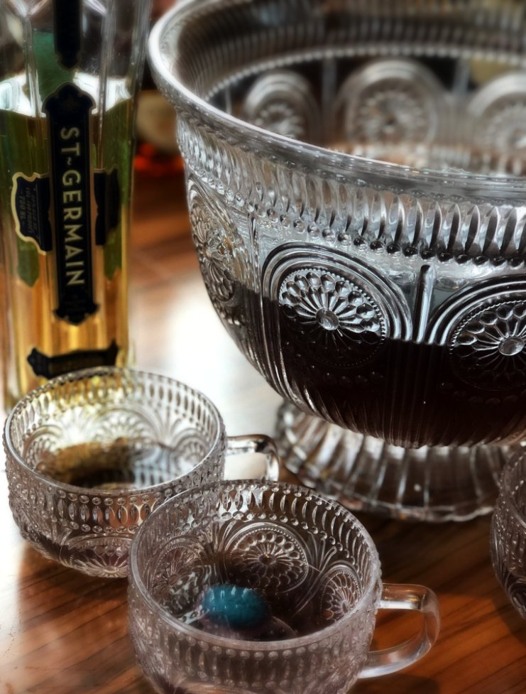 Come try a Zombie Punch Bowl! It's only $22 all of October! This bubbling punch comes with zombie bits and has been blessed by the  Spirit of St. Germain, and is garunteed to give you courage to sing your heart out for livingroom Karaoke, Starting at 7pm!  🍷 👻 🎙️