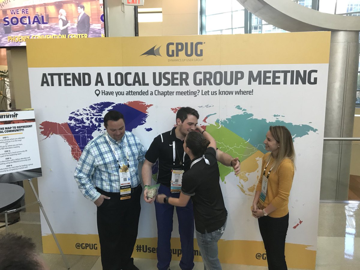 RodOfAllTrades's tweet photo. @KristenHosman and @B_vanReenen presenting the results of the #PenniesForTaylor jar to @ShawnMDorward and Taylor at #UserGroupsSummit https://t.co/Lj3tVgTvIw