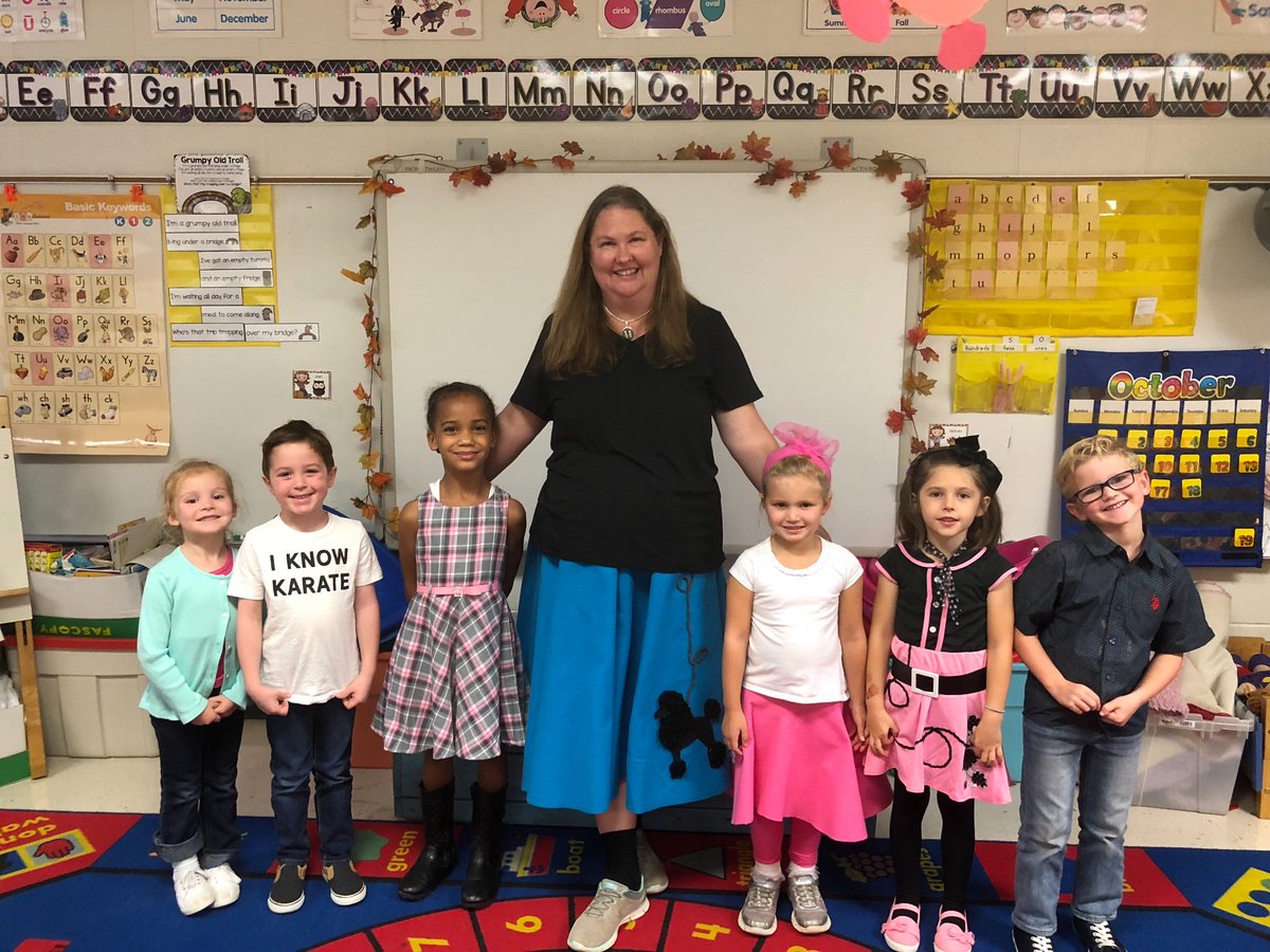 We celebrated the 50th day of school today with a kindergarten sock hop!