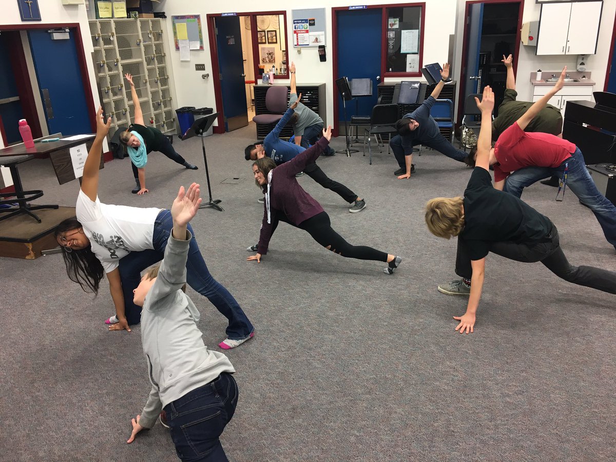 cchschool's tweet image. Miss Nordlee leading physical warm up with the Concert Band!  Collaboration between phys. ed and music. Also team building playing Rock/Pebble Jacks #interdisciplinarywork #firstnationsgames #hs4  #abed #mfwhsr