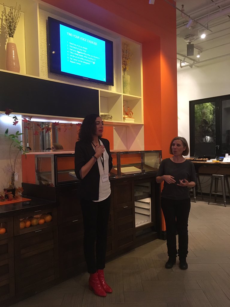 ywibTO's tweet photo. Show and tell us not just for school, it’s also for facilitating. Our VP of HR &amp; Member Relations @aandreasayde demonstrates proper breathing techniques. #leadership #ywibto https://t.co/n4N9lQL57y