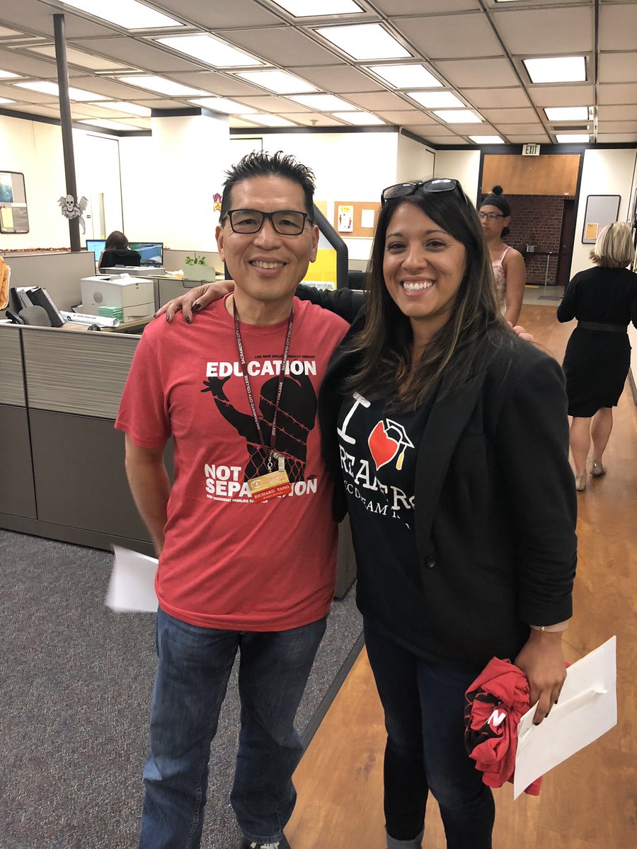 oldlrcft2279's tweet photo. Check it out. It’s @SacCityCollege  counselor Richard Yang sporting his #FamiliesBelongTogether shirt w/ Counselor &amp; Puente Coord Sandra Guzman who’s wearing the o.g. “I ❤️ Dreamers” shirt from #Allianza #educationNotDeportation #CCCforDACA @BryanHa1 #lrcft2279 https://t.co/Qic7WvfFVh