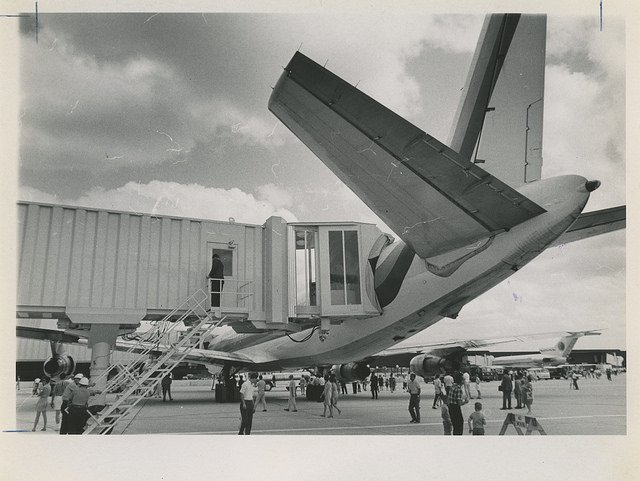 JAXairport's tweet photo. During the #JAXAirport Open House, people walked among the parked aircraft. #TBT #Throwbackthursday #JAX50 Photo credit: Times Union https://t.co/9gVl0QcAKZ