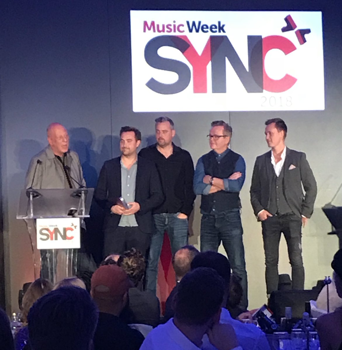 MusicWeek's tweet image. Sync artist of the year is @IamTomWalker. Here’s his team to collect on his behalf #syncawards