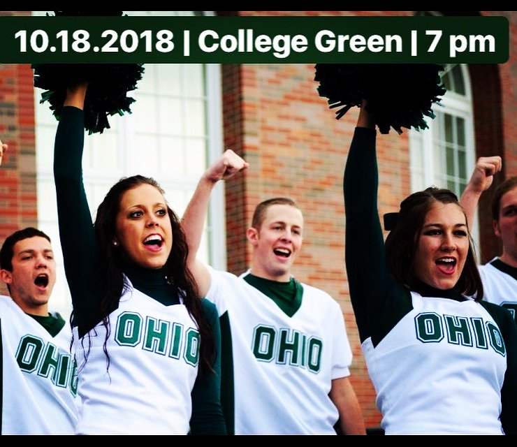 OhioBobcats's tweet photo. It's day 4 of Homecoming Week! Stop four on the #ParadetoPeden is the place to get excited for this weekend and to cheer on the Bobcats: The Yell Like Hell Homecoming Pep Rally 🥁 https://t.co/vg0WbAhXvL