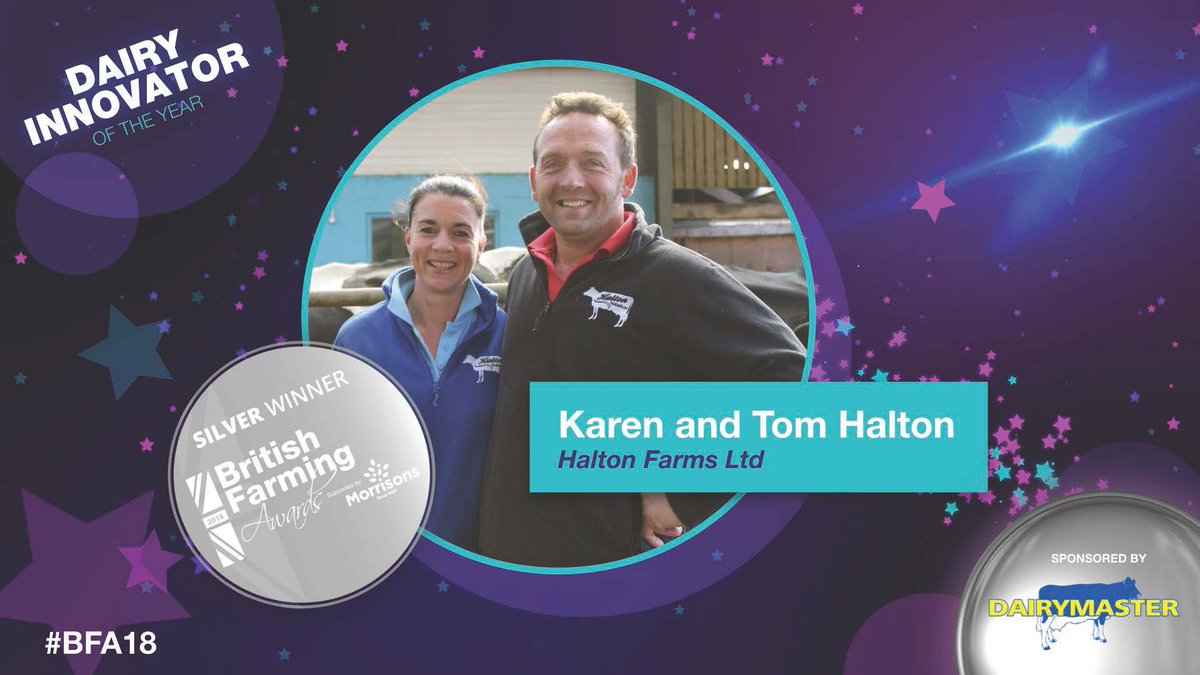 Congratulations to Karen and Tom Halton, Chance Hall Farm, Halton Farms Ltd, Cheshire - #BFA18 Dairy Innovator silver award! #TeamDairy #Farm365 #Backbritishfarming @HaltonFarms <a href="/dairymaster/">Dairymaster</a> <a href="/dairy_farmers/">Dairy Farmers</a> <a href="/BBCCountryfile/">BBC Countryfile</a> <a href="/Morrisons/">Morrisons</a> <a href="/Februdairy/">Februdairy</a> <a href="/LLMTeam/">LLM Farm Vets</a> <a href="/Cheshirelife/">Cheshire Life</a>