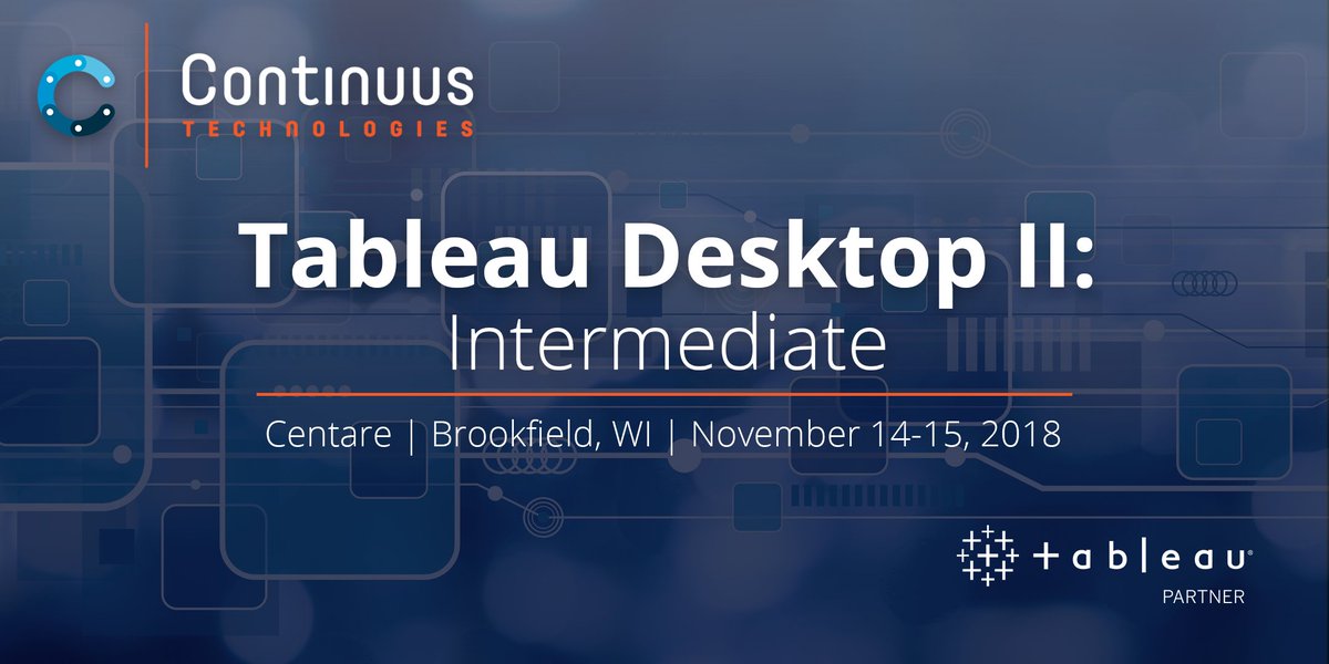 continuus_tech's tweet image. Nothing caps off a great Tableau Desktop I training like a Tableau Desktop II training! Our Fundamentals and Intermediate training days are back to back, so you can start with the basics and establish yourself as a @tableau power user in just 4 days. buff.ly/2ylimmk