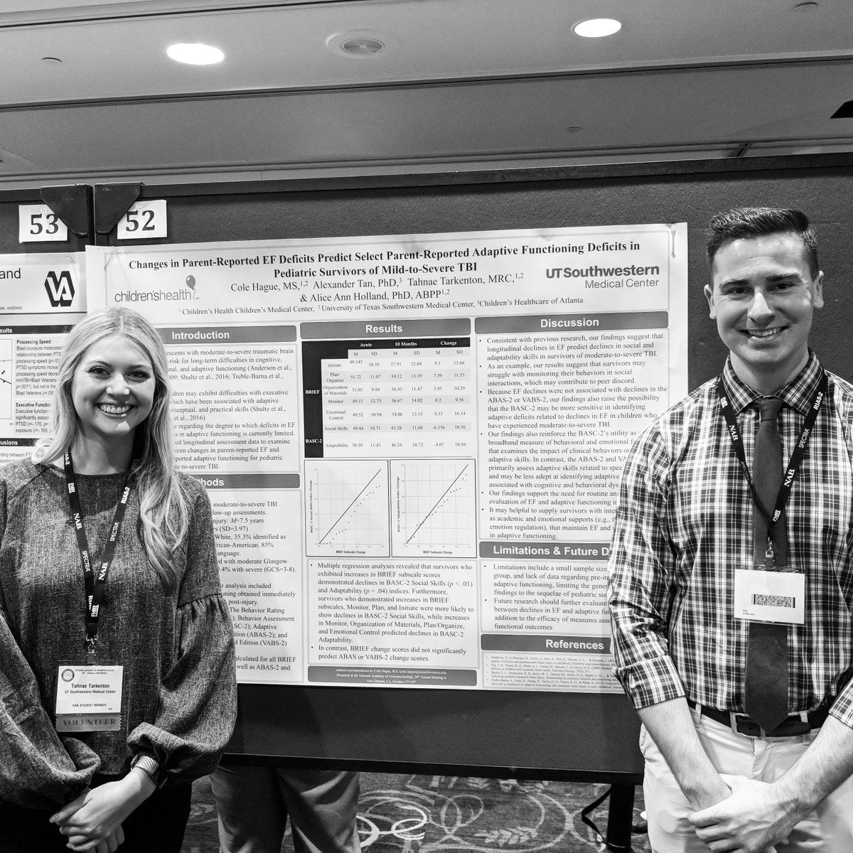 Two of my stellar #research #students w/ results of our 5-year study of adaptive & #executive #functioning in #pediatric #TBI survivors! They deserve SO much credit for their initiative & independence in this project. So proud of them both. #NANinNOLA #NANConference #braininjury