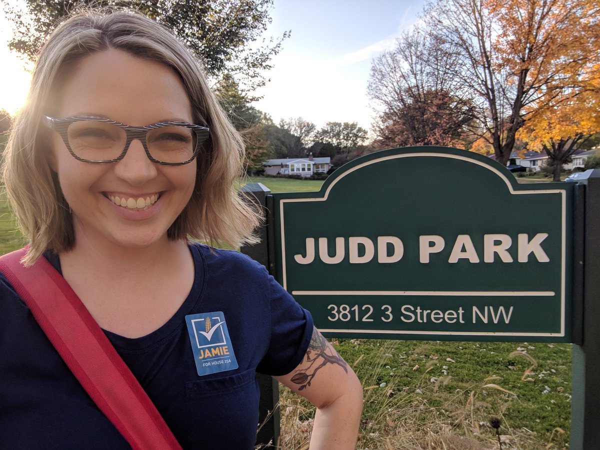 JamieForHouseMN's tweet photo. Could I even ask for a more beautiful fall day to knock some doors? I think not. #effort #cultivatecommunity #rochmn #MN25A https://t.co/N1hwaL7ILg