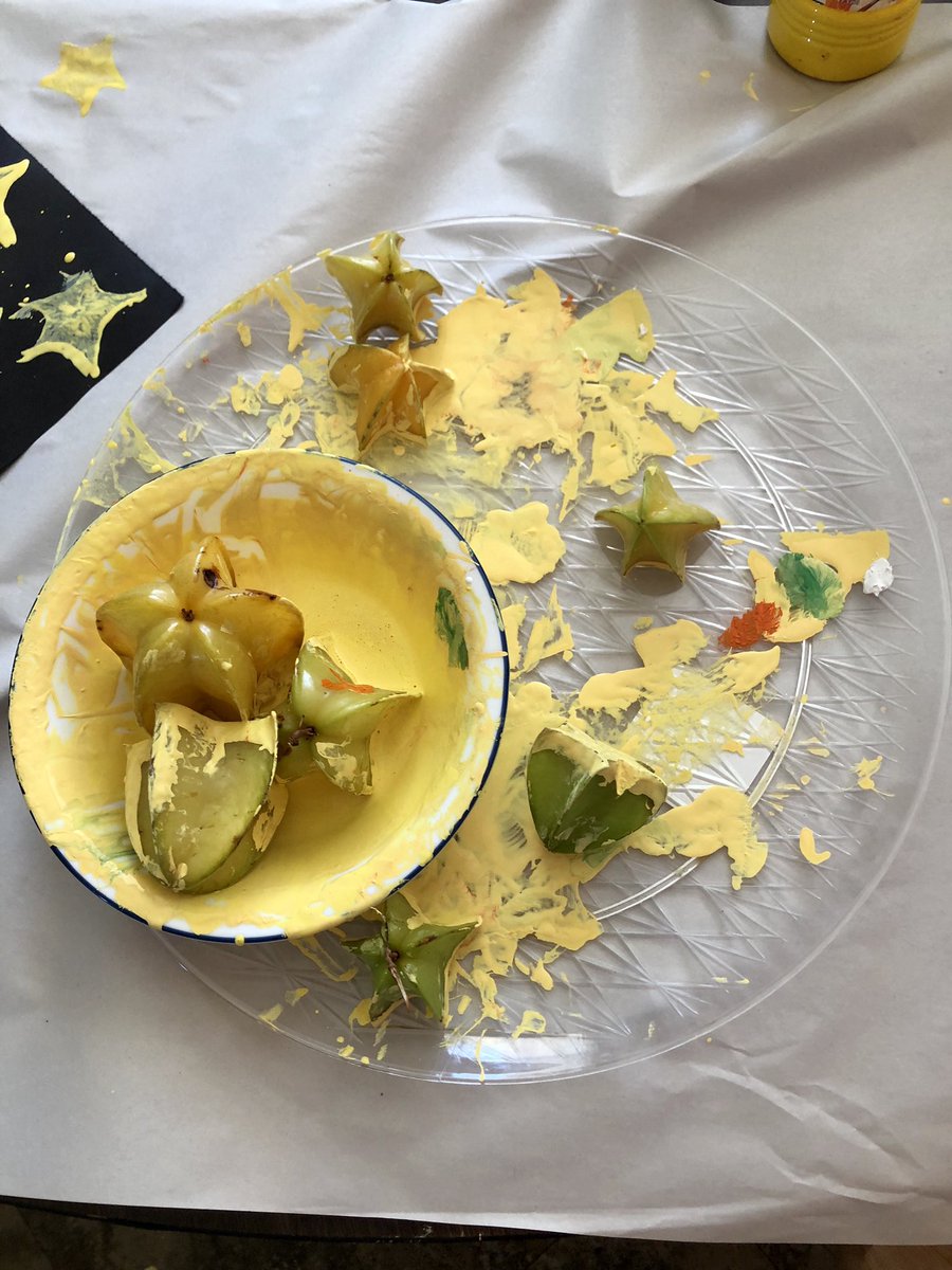 KinderKaneKW's tweet photo. #Paintingfun in #Kindergarten today- painted pumpkins and vines, glued stems, then stamped stars with #starfruit cut in half!! The kids had a ball π€© #scsctw #jellyclass @ElisaJannes @sugkirk perfect for orange day tomorrow! https://t.co/ZZpbWmvfUz
