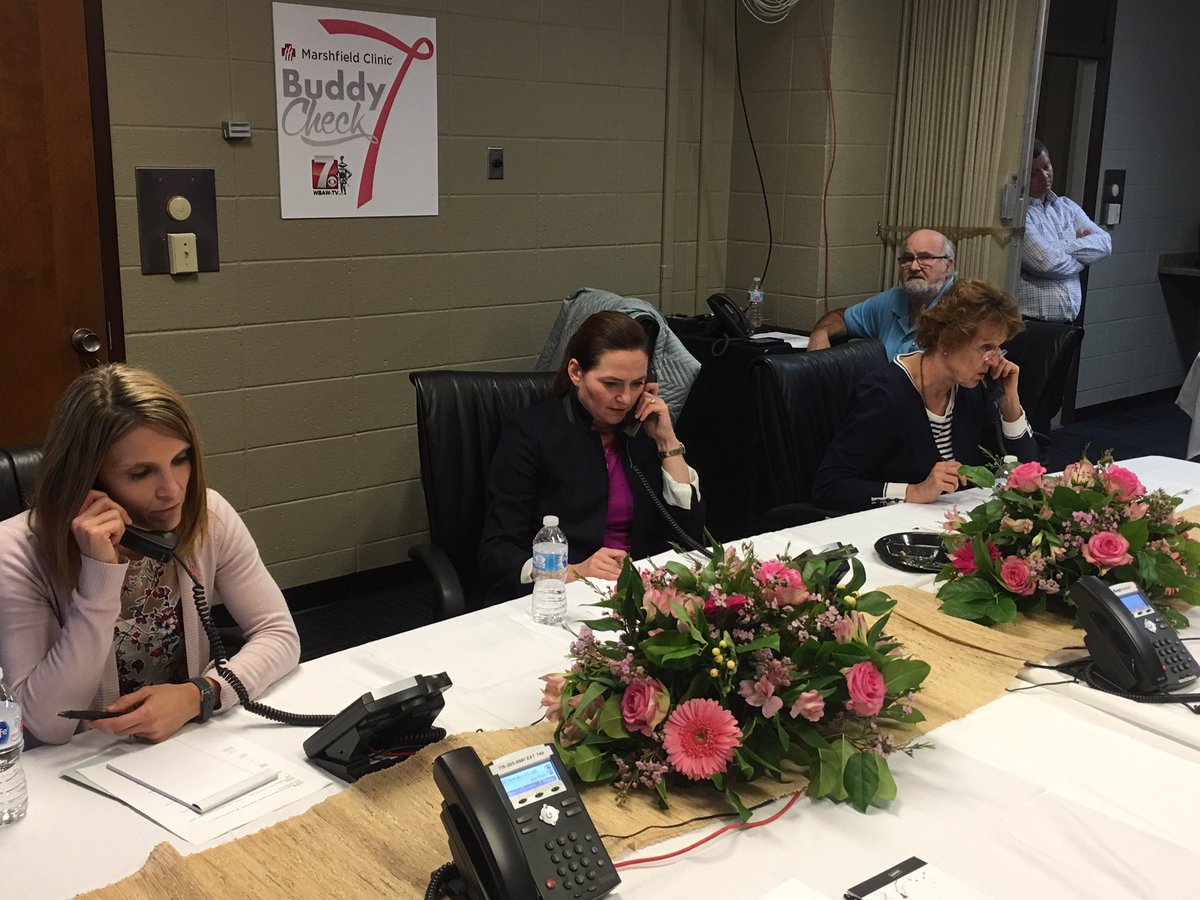 mfldclinic's tweet photo. Our staff is working hard answering calls at the @wsaw #BuddyCheck7 phone bank. https://t.co/M5lSlVayVs