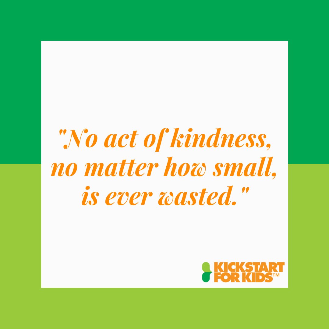 Kickstartforkid's tweet photo. "No act of kindness, no matter how small, is ever wasted." - Aesop
Even the littlest bit of kindness goes a long way. Happy Friday!
#kickstartforkids #charityquotes #kindnessquotes #fridaymood #aesopsfables https://t.co/oZFJRvYxDx