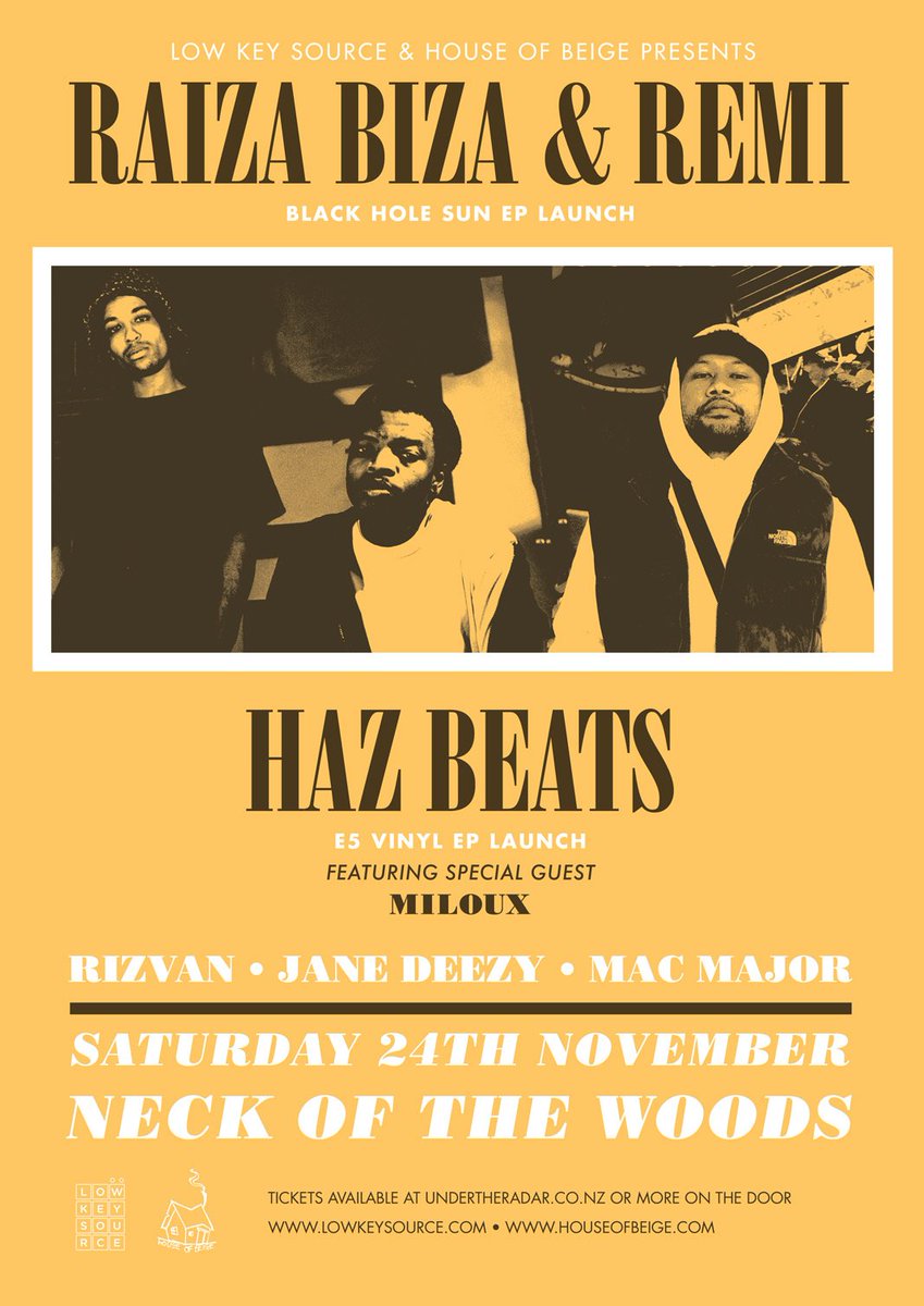 Andy1979MGMT's tweet photo. Before the long weekend starts, put this we show on ya calendar >> @HazTweetz E5 VINYL EP launch & some new tunes with @milouxmiloux along side @RaizaBiza & @remikolawole @notwaucklandnz #HAZBEATS #MILOUX #NOV24 ๐ฅ https://t.co/3nMd3HxMPe https://t.co/yLZT9WO9q3