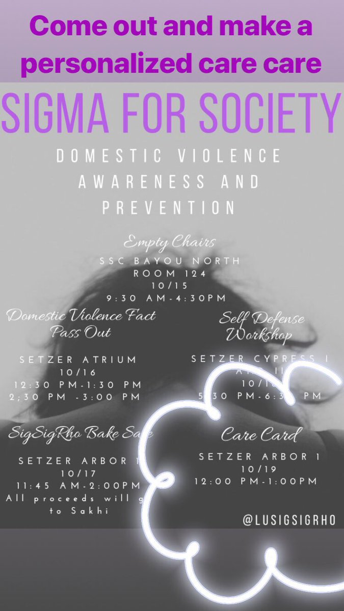 LUSigSigRho's tweet photo. Join us as we fight against domestic violence 💜 #DomesticViolenceAwareness #BreakTheSilence #StopTheViolence #OneLove https://t.co/Aqocp07JJC