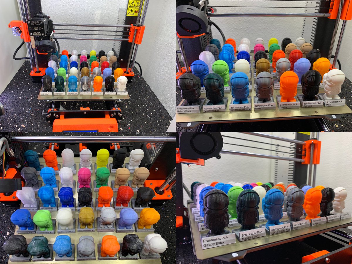 derjungewilde's tweet photo. Building up a Phil Army of different Filament brands and kinds. Like @prusament @dasfilament_de @FilamentPm #janbex #schmelzbar. From PLA over flex to wood. All printed perfectly on the @josefprusa Prusa i3 MK3. I love this printer. @toms3dp @joeltelling @3dmakernoob https://t.co/7amGuO7X57