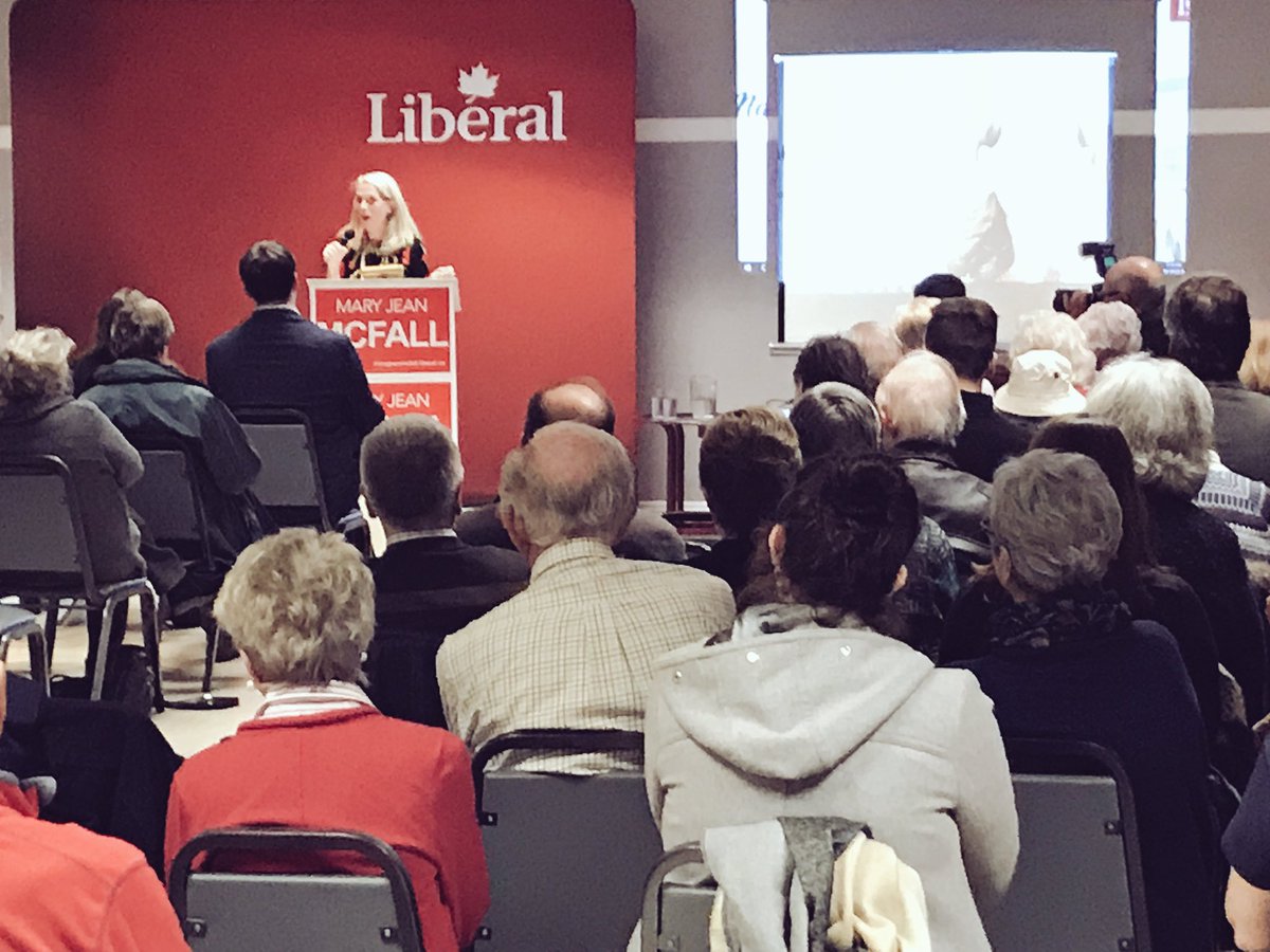 ParkerLund's tweet photo. An incredible group of supporters in Leeds–Grenville–Thousand Islands and Rideau Lakes to celebrate the nomination of @mjmcfall, with @L_MacAulay &amp; @MarkGerretsen. In this by-election, she is the only candidate who will fight for middle class families in the region. #TeamTrudeau https://t.co/fuyg03rHU3