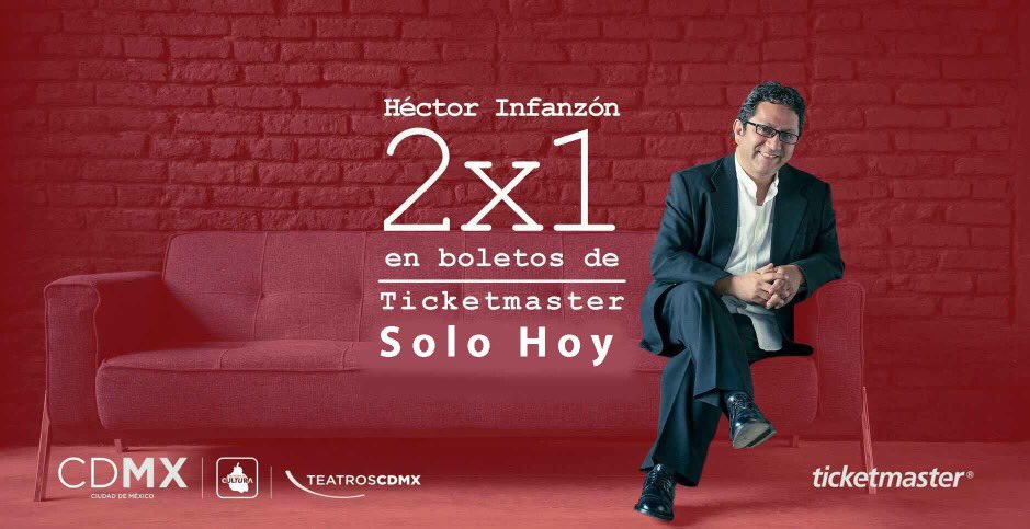 Solo hoy 2x1!!!
En ticketmaster para el concierto de Hector Infanzón el 20 de octubre.