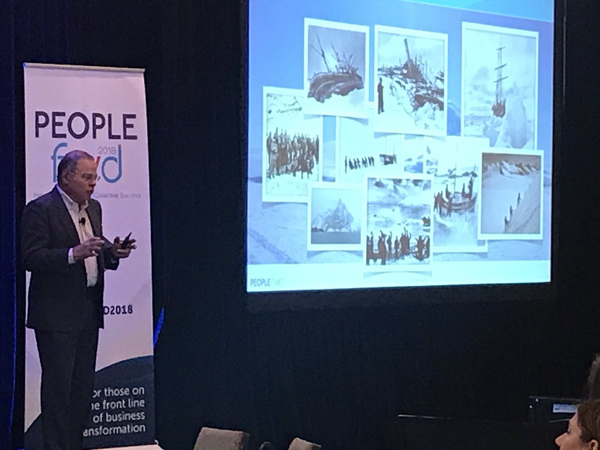 CPPInc's tweet image. “Small wages, bitter cold, months of darkness, recognition if successful!” Leadership lessons from Ernest Shackleton’s arctic expedition (including a realistic job preview) during the closing keynote by Wayne Cascio at #PeopleFWD2018 #hr #leaders #realisticjobpreview