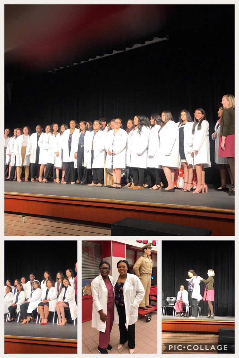 Congratulations to all of the MacArthur HS students for earning their white coats at tonight’s ceremony with instructors Ms. McDaniel and Ms. Qualls.@MhsPeterson @AISDTitle1 @BigMacHigh @AISDTitle1 @drgoffney @tdavis_aldine @AldineCTE