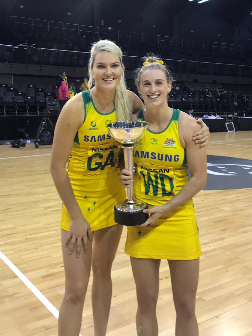 FirebirdsQld's tweet photo. What a win! So proud of the @AussieDiamonds and of course our Birdies @gretskies11 and @gabs_simo ๐๐
#IAMFIREBIRD #ConCup18 https://t.co/dEIggMyW6p