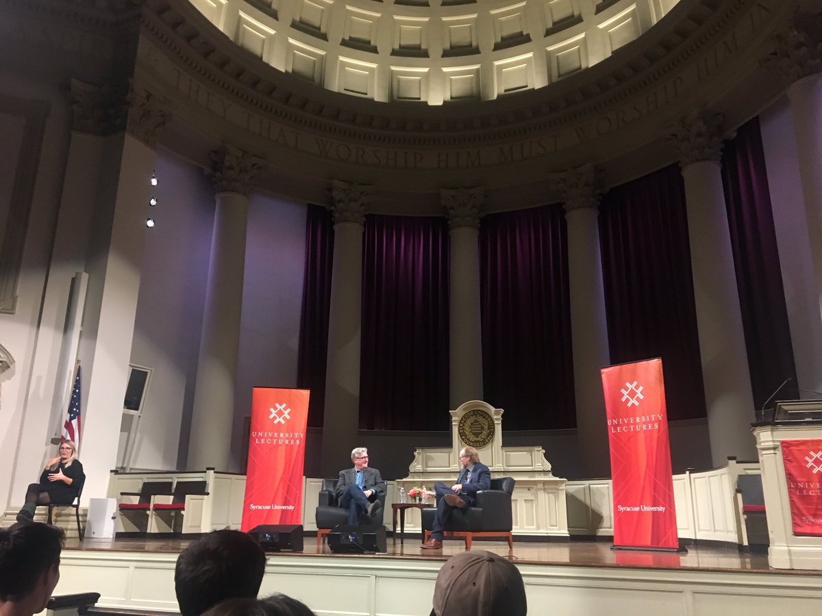GoldringAJCs's tweet photo. Thanks to George Saunders for giving a great talk to SU students and taking the time to chat with an AJ or two along the way! #SUspeakerseries #georgesaunders #goldringAJs https://t.co/3Rs2rMtAXA