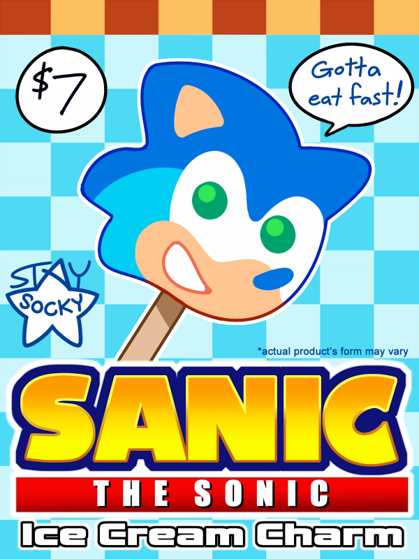 - ̗̀NEW ̖́- SANIC Ice Cream Charms!!
✨?✨?✨?✨?✨
To stay true to the nature of these ice cream bars, the charms are available in 4 RANDOM DISTORTIONS !!! 