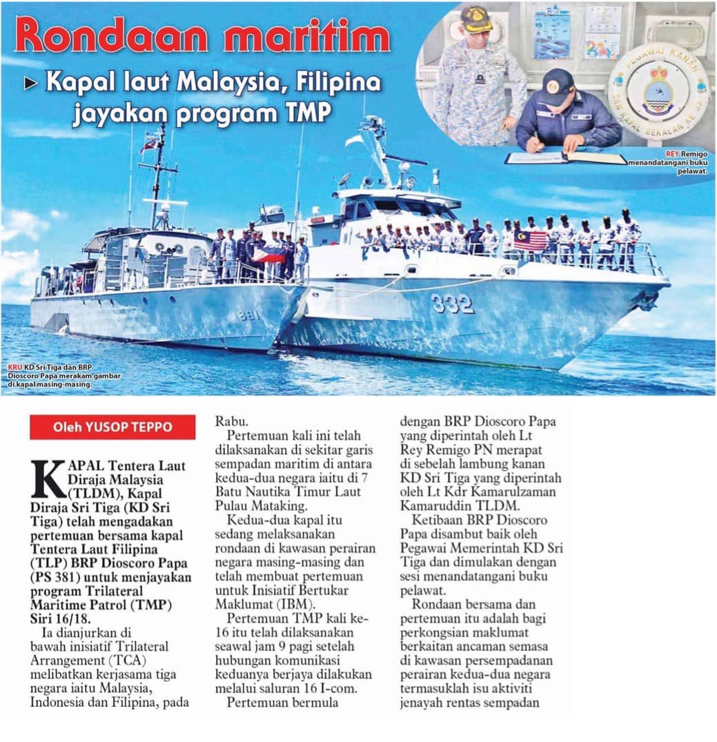 טוויטר Royal Malaysian Navy בטוויטר Inthenews Muka Depan Akhbar Utusanborneo Hari Ini Rondaan Maritim Kapal Laut Malaysia Dan Filipina Jayakan Program Tmp Keselamatan Diplomasipertahanan Https T Co Qj9esycdoe