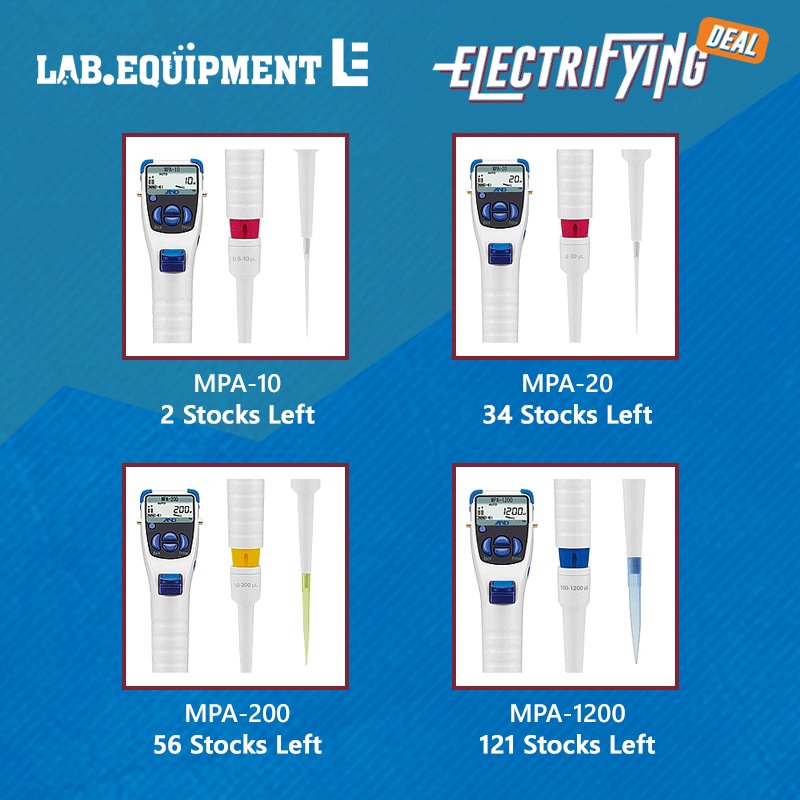 LabEquipMarket's tweet image. Be one of the many who saved $306 on electronic pipettes with no-charge shipping! Shop here - lab.equipment/and-mpa-pipett…

#biotech #chemistry #microbiology #medicalresearch #LifeScience #biology #education #scicomm #openscience #organicchemistry #biobanking #DNA #pharma