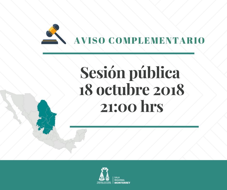 TEPJF_MTY's tweet image. #AvisoComplementario | Se hace del conocimiento público que, dada su urgencia, en la sesión pública de esta fecha, también serán objeto de resolución los asuntos que a continuación se precisan: