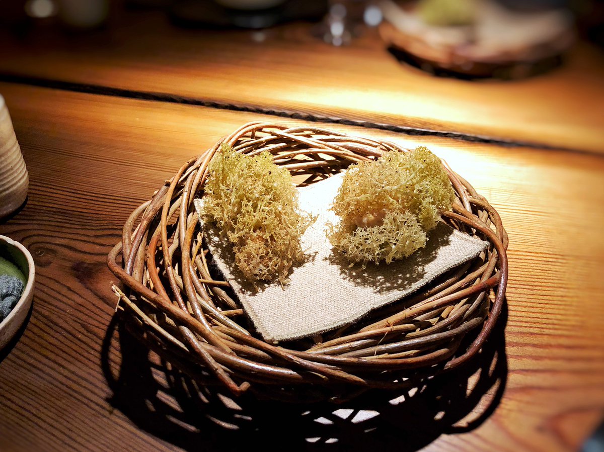 Reindeer sweetbreads covered in reindeer moss <a href="/nomacph/">restaurant noma</a> <a href="/ReneRedzepiNoma/">Rene Redzepi</a>