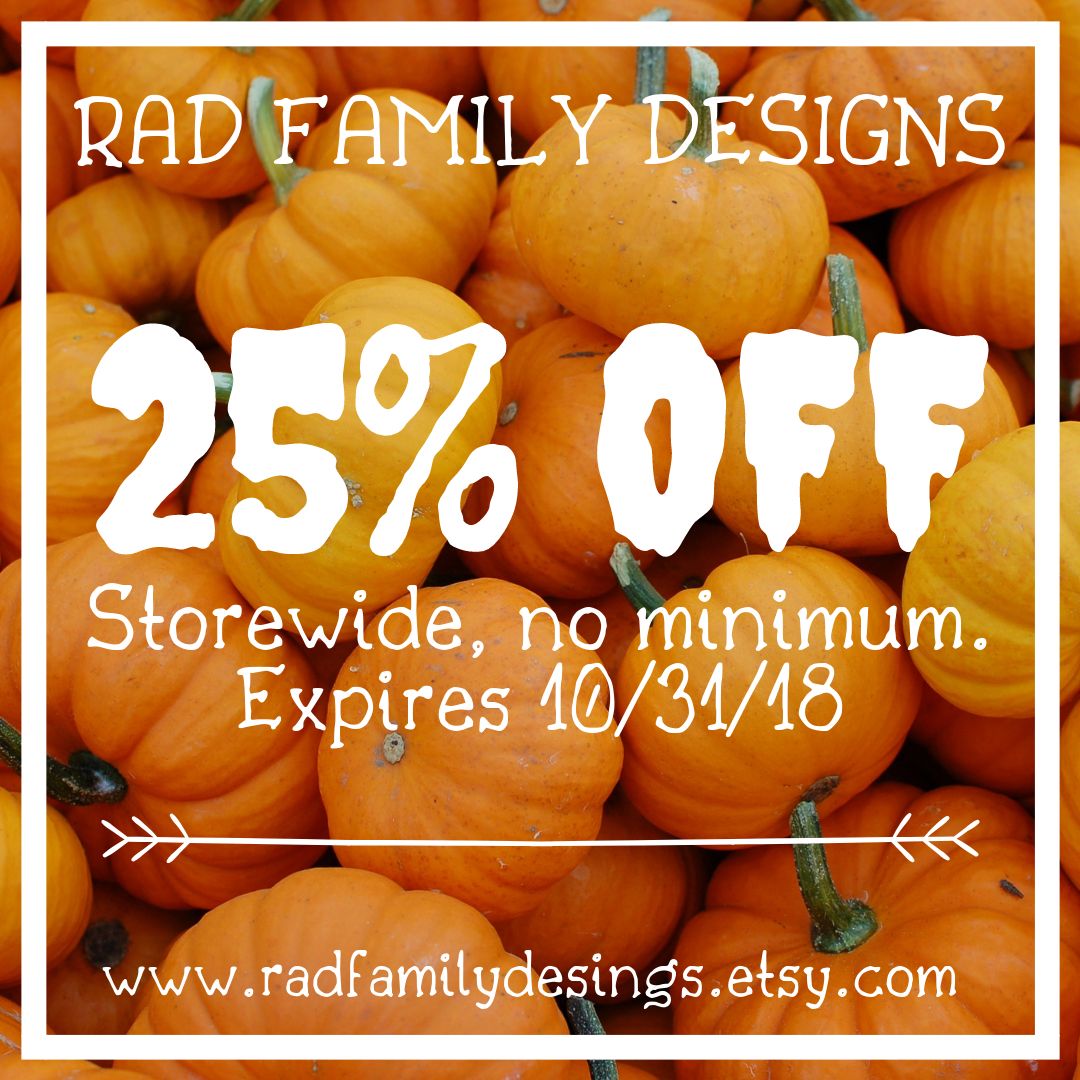 RadFamilyDesign's tweet image. Don’t miss out on these scary savings 😱 

25% off everything in our shop!  No coupon code needed. Sale ends 10/31. Link below 👇 

buff.ly/2NPlAnP