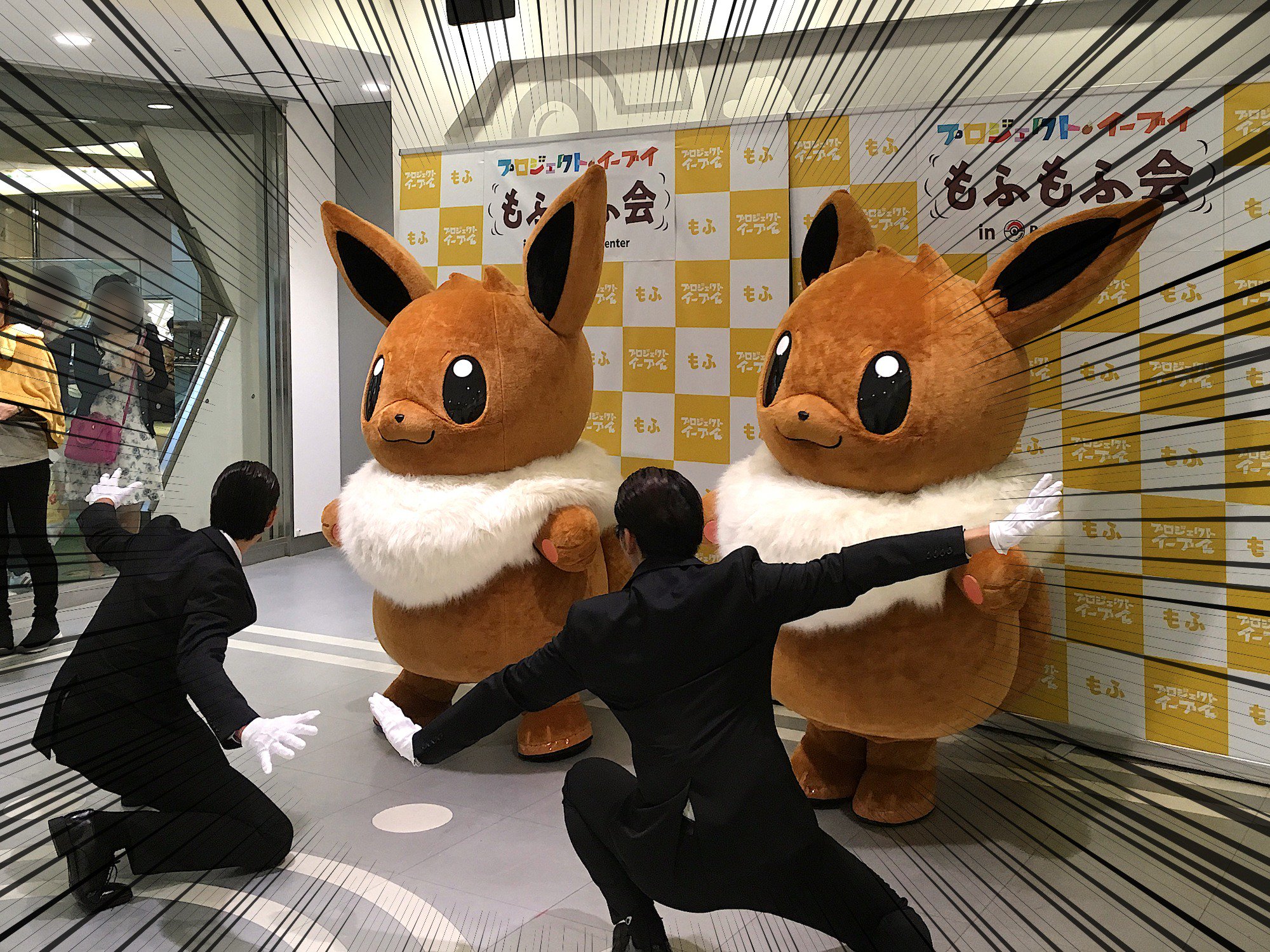 公式 プロジェクトイーブイ 続 明日 明後日は ポケモンセンタートウキョーdx ヒロシマで もふもふ会 実施 もふもふイーブイ２匹に挟まれる 極上もふもふイベント ご来店お待ちしております 開催日朝の抽選制 各店