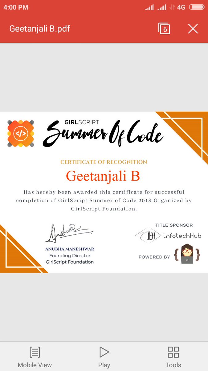 Geeta195's tweet image. It was awesome learning journey.. 😇 
Thanks to #GirlscriptSOC 🙂🙌🎉