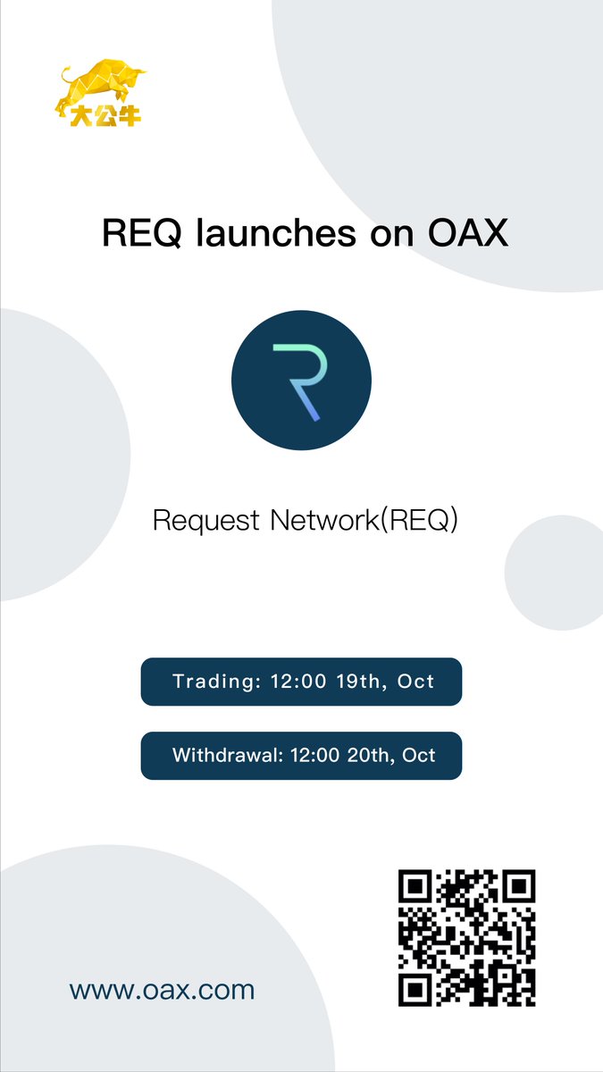 OAXEX's tweet photo. #newlisting Today only on OAX! Request Network (REQ) will be listed on Open Asset Exchange. For more information you can check https://t.co/d4TgzBcFbr! Check the listing schedule and get ready!  @RequestNetworrk https://t.co/ar3qRAryBn