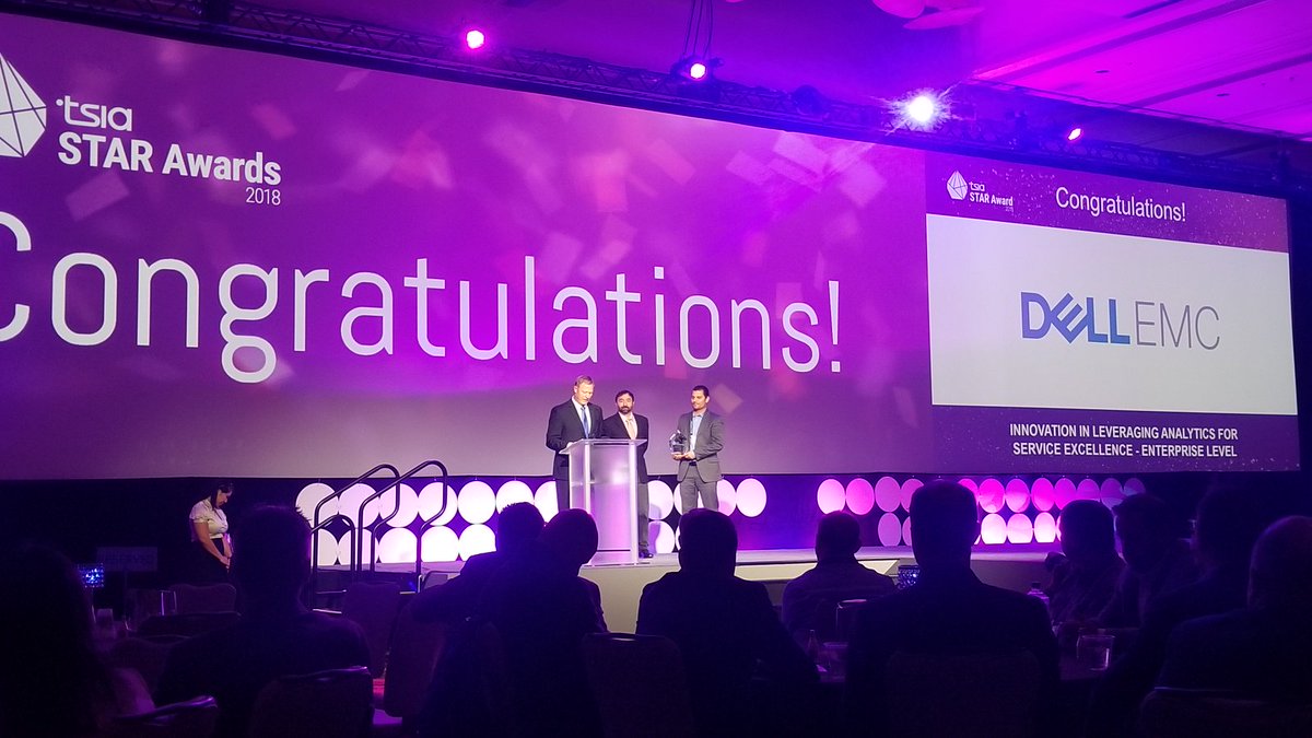 jimroth's tweet photo. Congratulations to our @DellEMCServices and Digital team on winning a @TSIACommunity STAR award at #TSW18 for lnnovation in Leveraging Analytics for Service Excellence on https://t.co/kQjLDtHzDb #upfastandeasy #usersrule @EliasatDell https://t.co/aKnvtJJse3