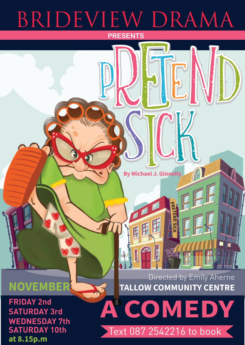 BrideviewDrama's tweet photo. Our autumn comedy opens on Nov 2nd. Book now - text 0872542216 with your name, the number of tickets you want and the performance date. 
Fri 2nd, Sat 3rd, Wed 7th, Sat 10. https://t.co/7E8sBQ19MB