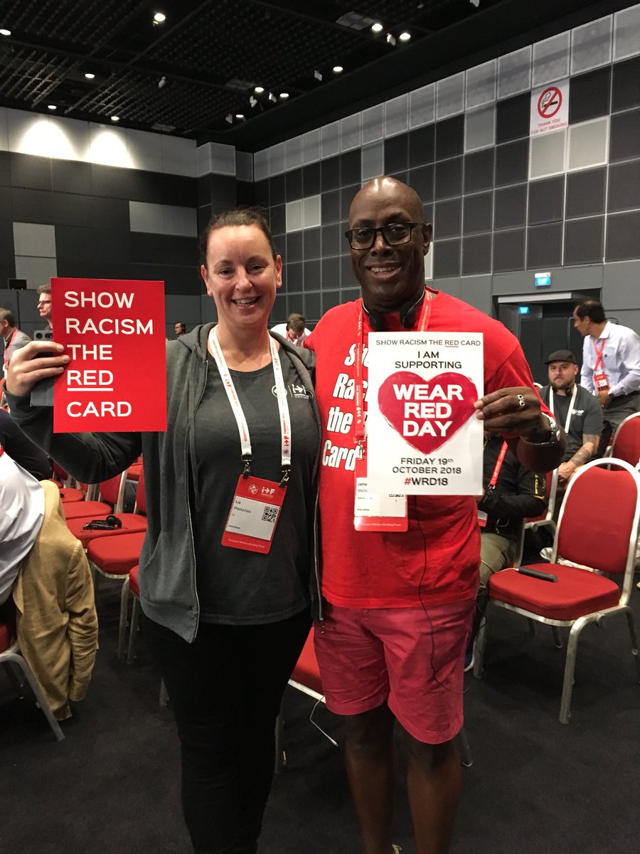 #ITFCongress2018 Unite and the ITF showing support for Show Racism the Red Card