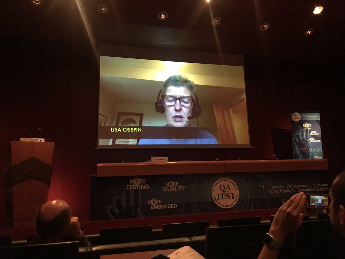 ard_kramer's tweet photo. Experts @alanpage @techgirl1908 @FriendlyTester @lisacrispin #danielknott hopes AI help us with hints for heuristics and info about risks  @ron_werner  #QATEST2018 https://t.co/fdngzSoak1