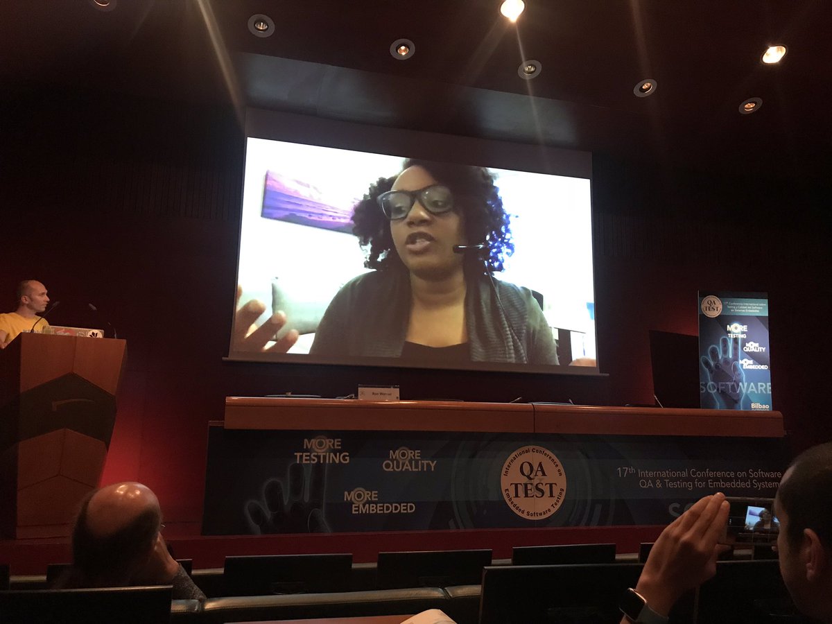 ard_kramer's tweet photo. Experts @alanpage @techgirl1908 @FriendlyTester @lisacrispin #danielknott hopes AI help us with hints for heuristics and info about risks  @ron_werner  #QATEST2018 https://t.co/fdngzSoak1