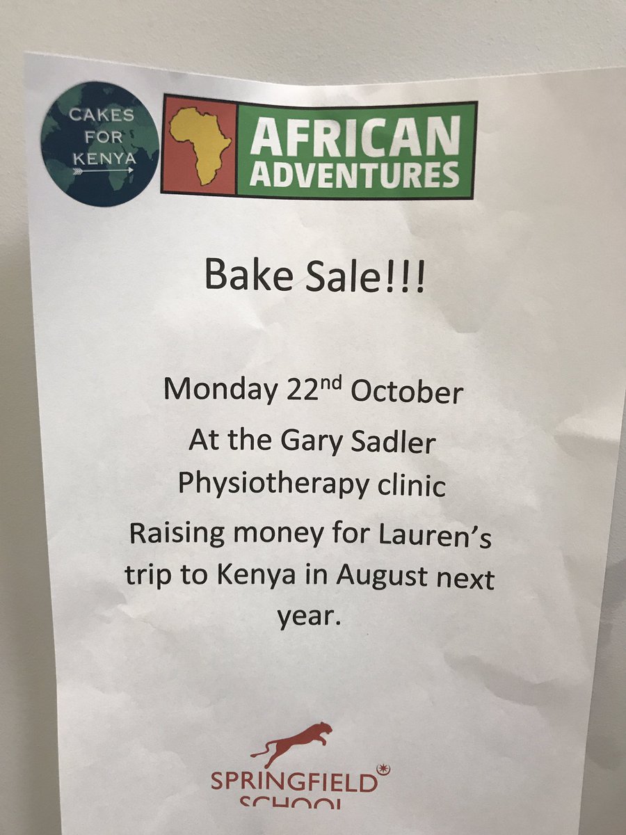 Feel free to pop by the practice on Monday for a slice of cake!! We love cake!! <a href="/lauren_kenya19/">Lauren England</a> @SpfldUK <a href="/TripsInAfrica/">African Adventures</a> <a href="/AGSPortsmouth/">Andy Gas</a> <a href="/pjc_1000/">Portsmouth Joggers</a> <a href="/_VictoryAC_/">Victory AC</a> <a href="/designsalike/">Designs Alike</a> <a href="/WiseHooot/">Wise Marketing</a> #running #welovecake #bakesale #fundraising #Kenya