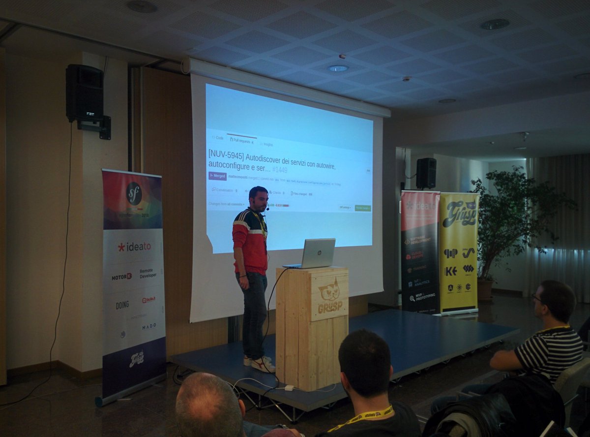 dlondero's tweet image. .@SamueleLilli on stage at #symfonydayit with his talk &quot;Autowire all the things!&quot;