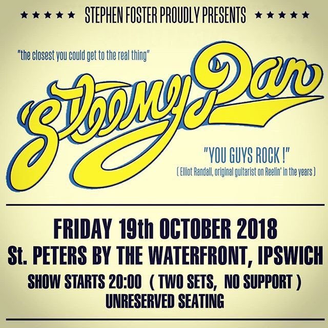 StephenFoz's tweet photo. Tonight in #Ipswich we celebrate our love of the music of #SteelyDan. The wonderful @SteemyDan are back in town. Catch them at @stpeters. The bar is rather good too - it’s a @beerandcouk production! https://t.co/Vfybv0Grqa