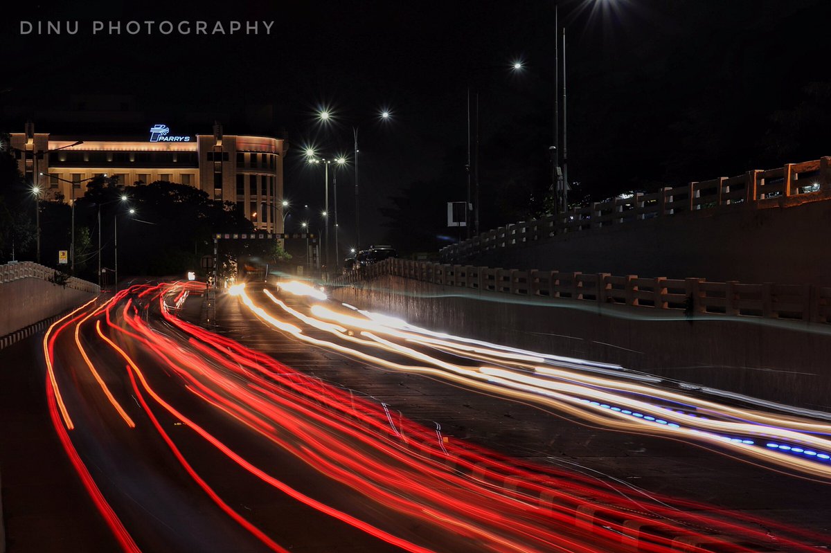 My first long exposure shot. Tried without Tripod. #ParrysCorner #VadaChennai #BusyArea #DinuPhotography ✨