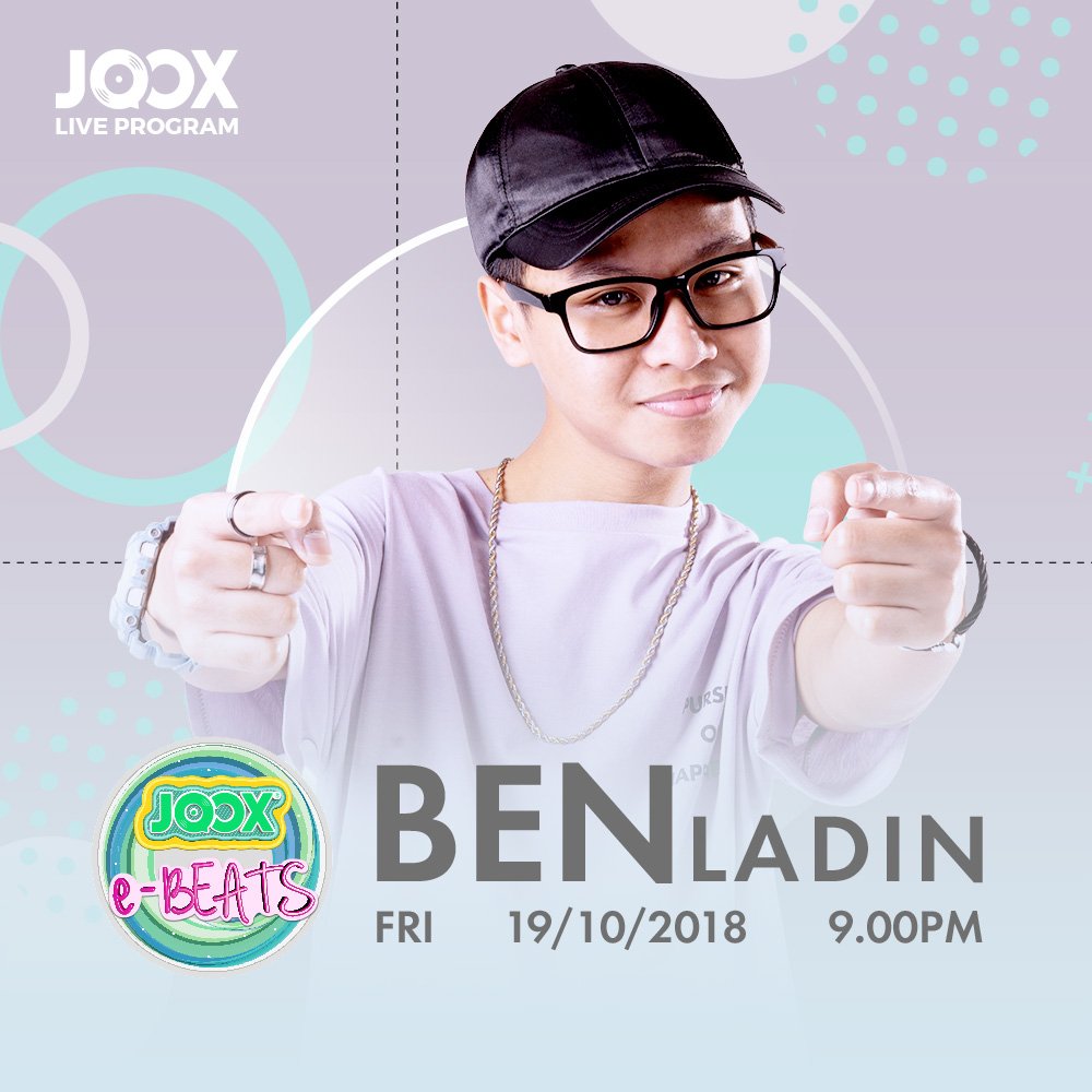 JOOXMY's tweet photo. Kami pasti anda tak nak terlepas untuk sesi LIVE bersama bintang sensasi #Benladin!

Ikuti perkembangan terkini, chat secara live &amp; boleh tengok gelagat beliau nanti!

Jumpa jam 9pm di aplikasi #JOOX anda!

#joox #jooxmy #jooxmusic #jooxlive #ebeats  #hikayatbenladin #jooxebeats https://t.co/WW32Df9fD7