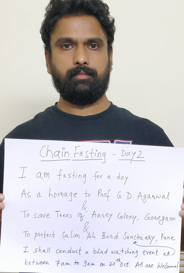 Heteroglaux's tweet photo. #ChainFasting- Day 2*#GDAgarwal

Am fasting today ie 19th October as a homage to Prof G D Agarwal who laid his life for protection  of river Ganga. This fast, without water, is also in solidarity with the protection of trees of Aarey colony Goregaon and of Salim Ali BDP, Pune. https://t.co/BxcLKAf1Tu